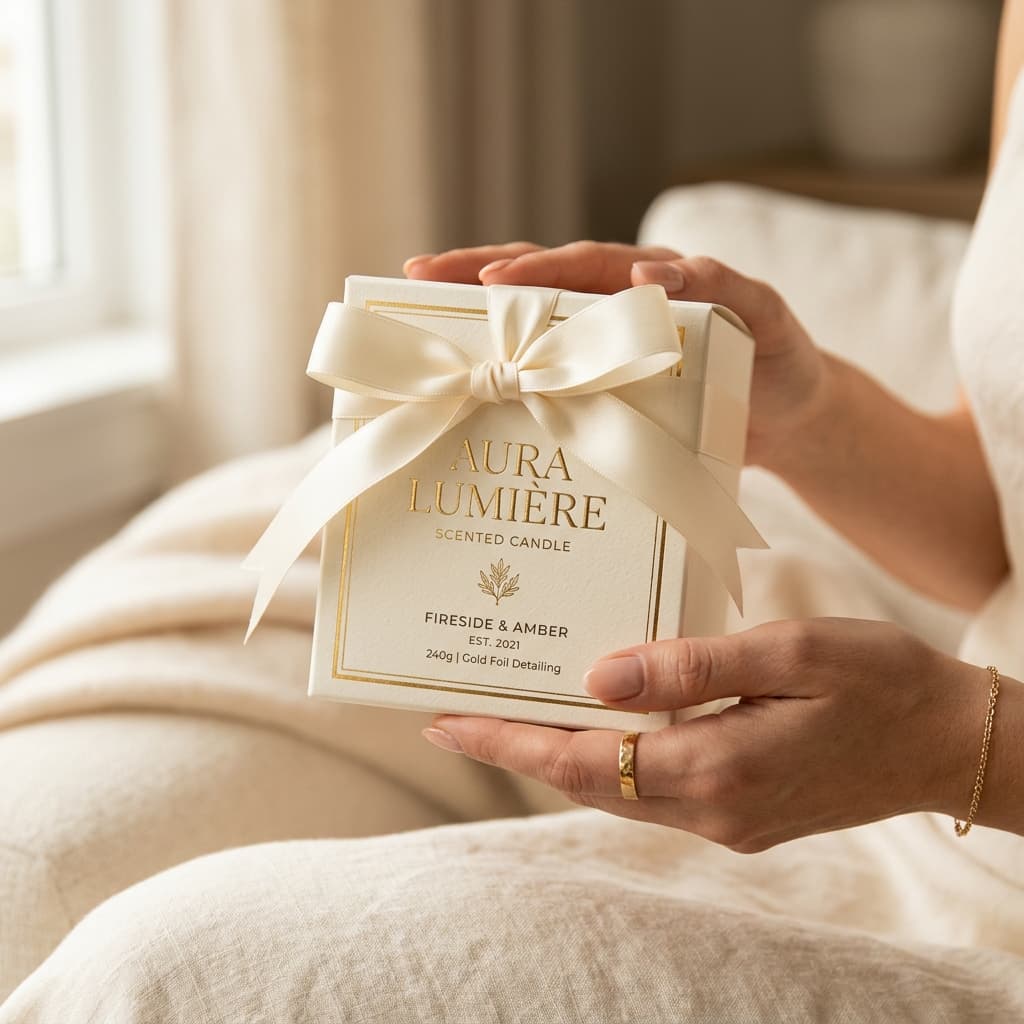 Luxury candle gift wrapping